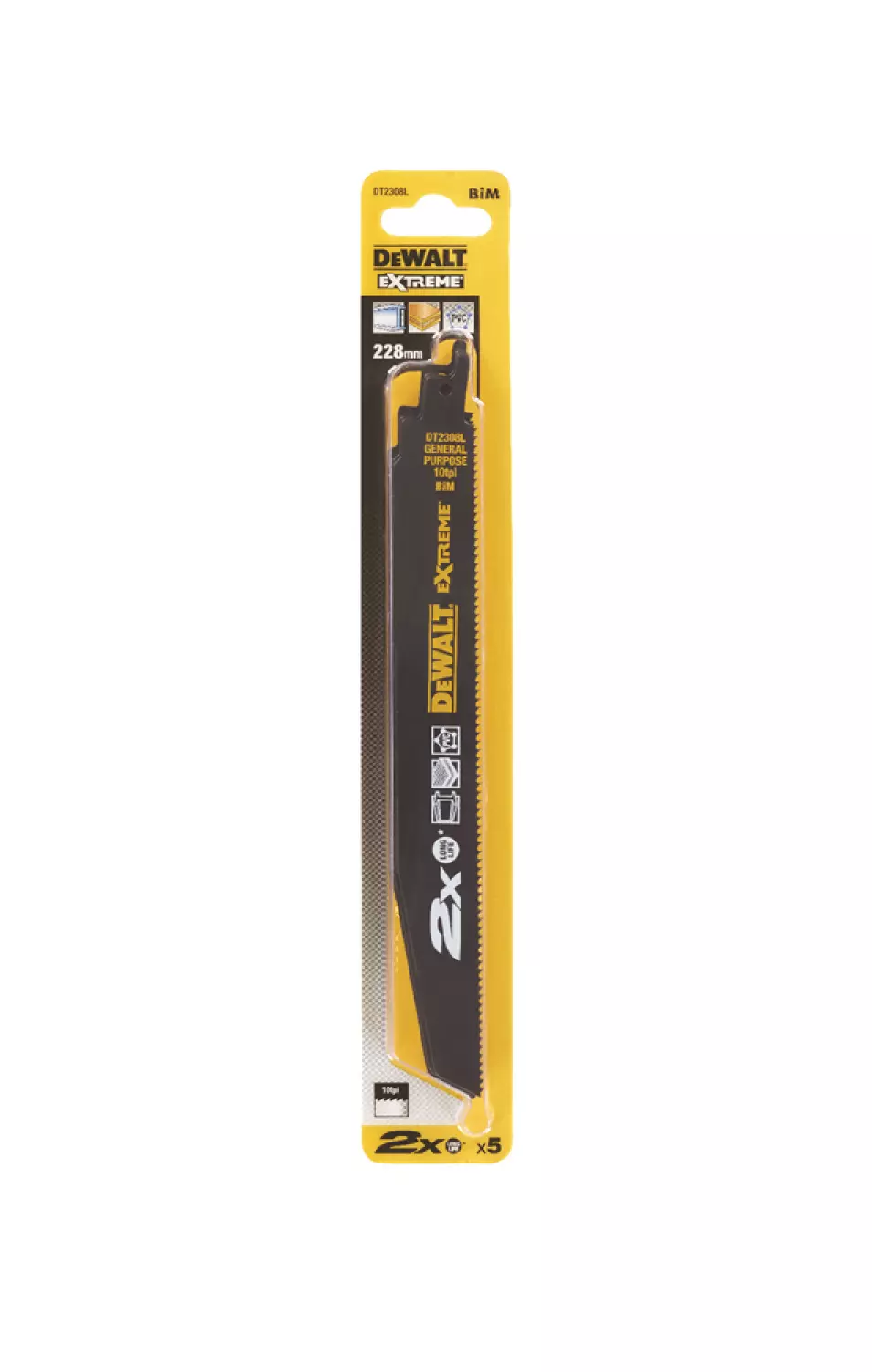 DeWALT DT2308L Reciprozaagblad - 228 x 2,5mm - Universeel (5st)