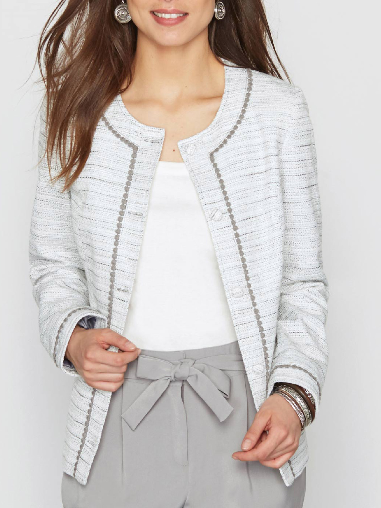 Veste encolure ronde galon fantaisie