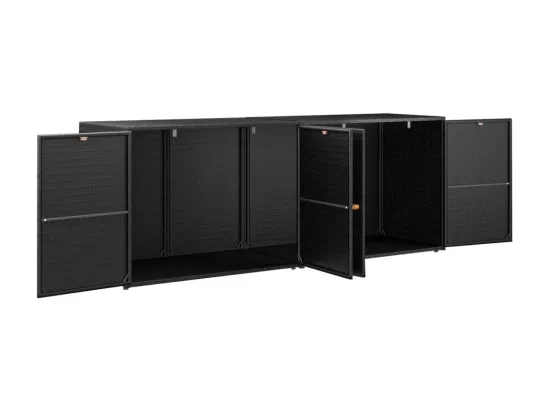 Armoire de rangement jardin Noir 198x55,5x80 Résine tressée