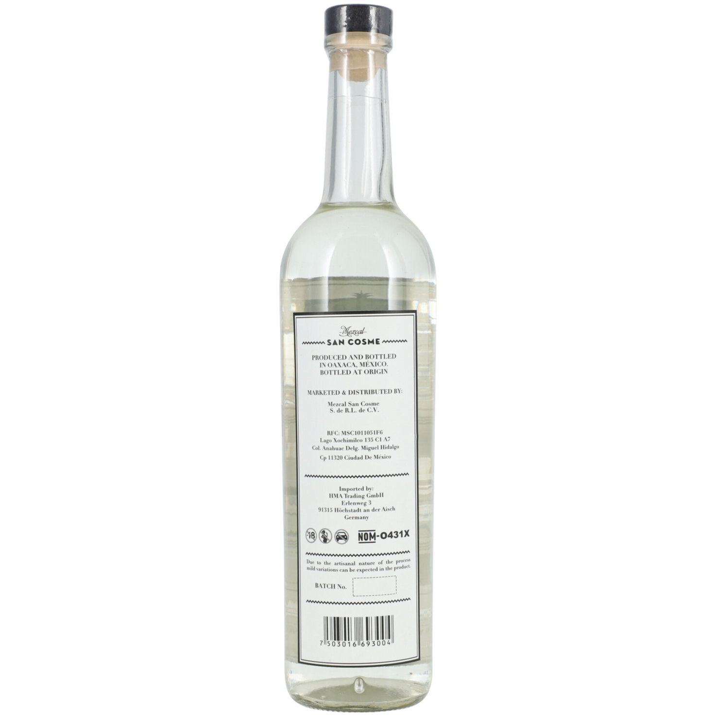 San Cosme Mezcal Blanco -70cl