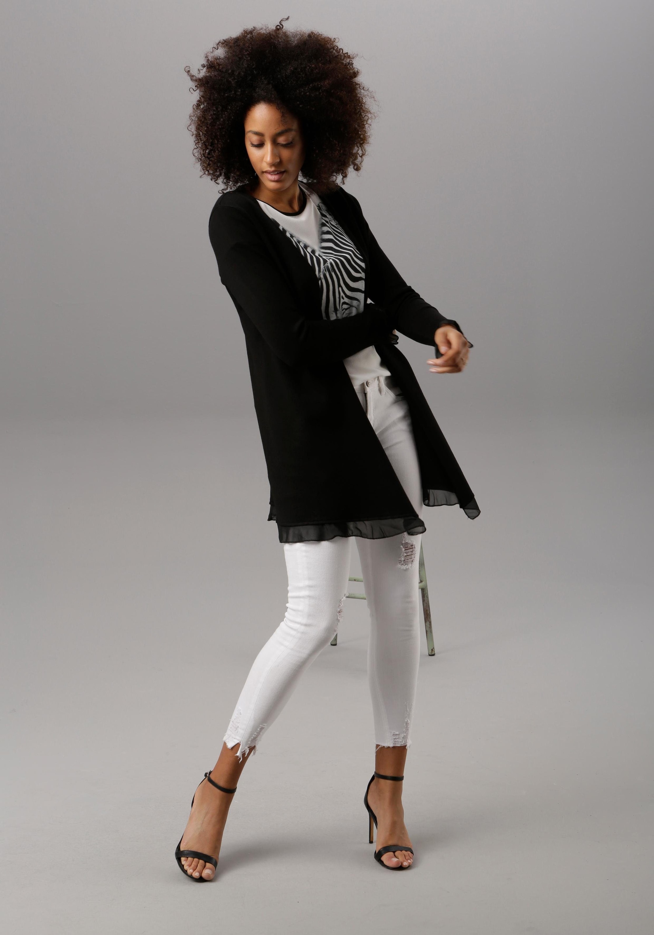 Aniston SELECTED Cardigan , mit Chiffon-Abschlüssen