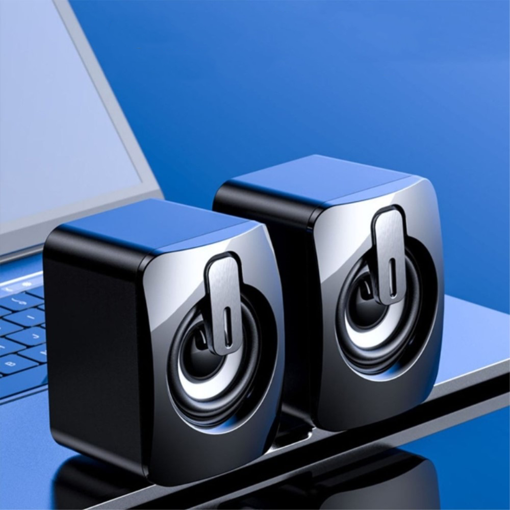 Macbook / Notebook / Laptop / PC Stereo Lautsprecher USB / 3.5mm AUX Anschluss   Lautstärkeregler und RGB Beleuchtung - Schwarz