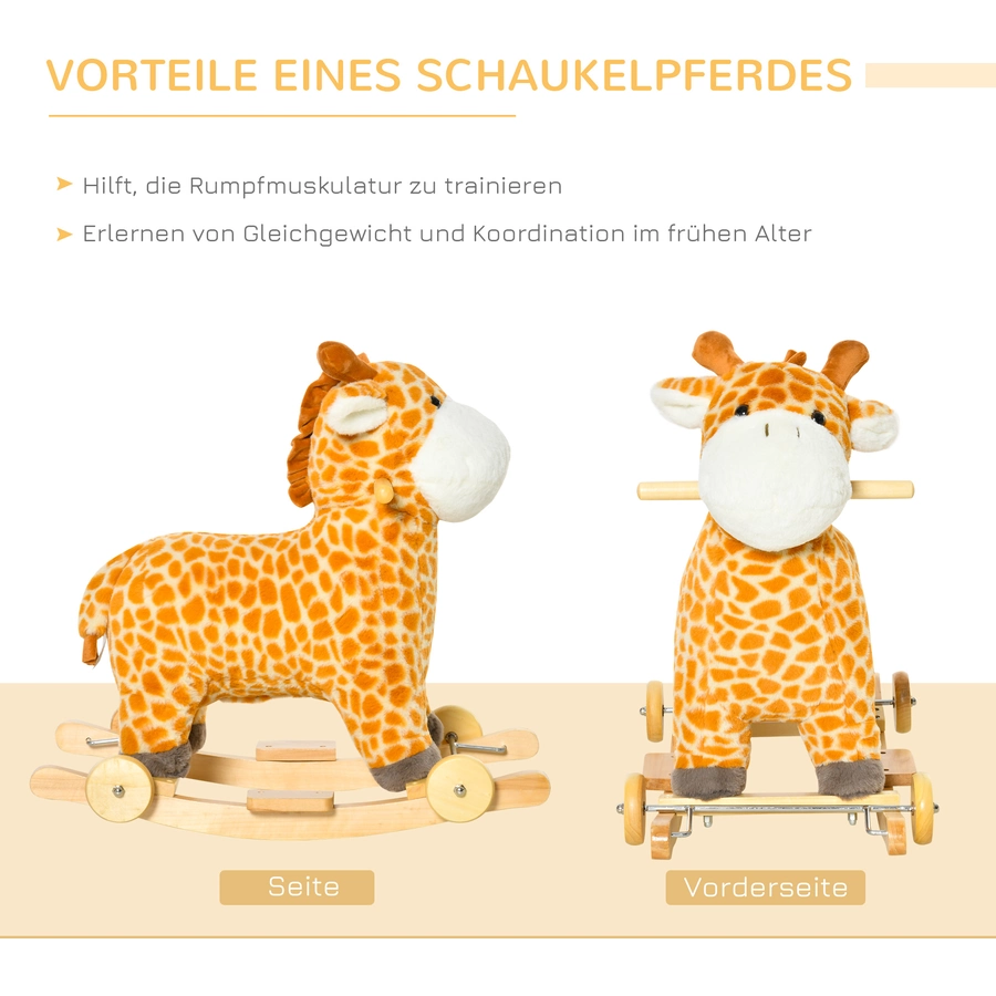 HOMCOM Schaukeltier Spielzeug, Triceratops, Giraffe Gelb