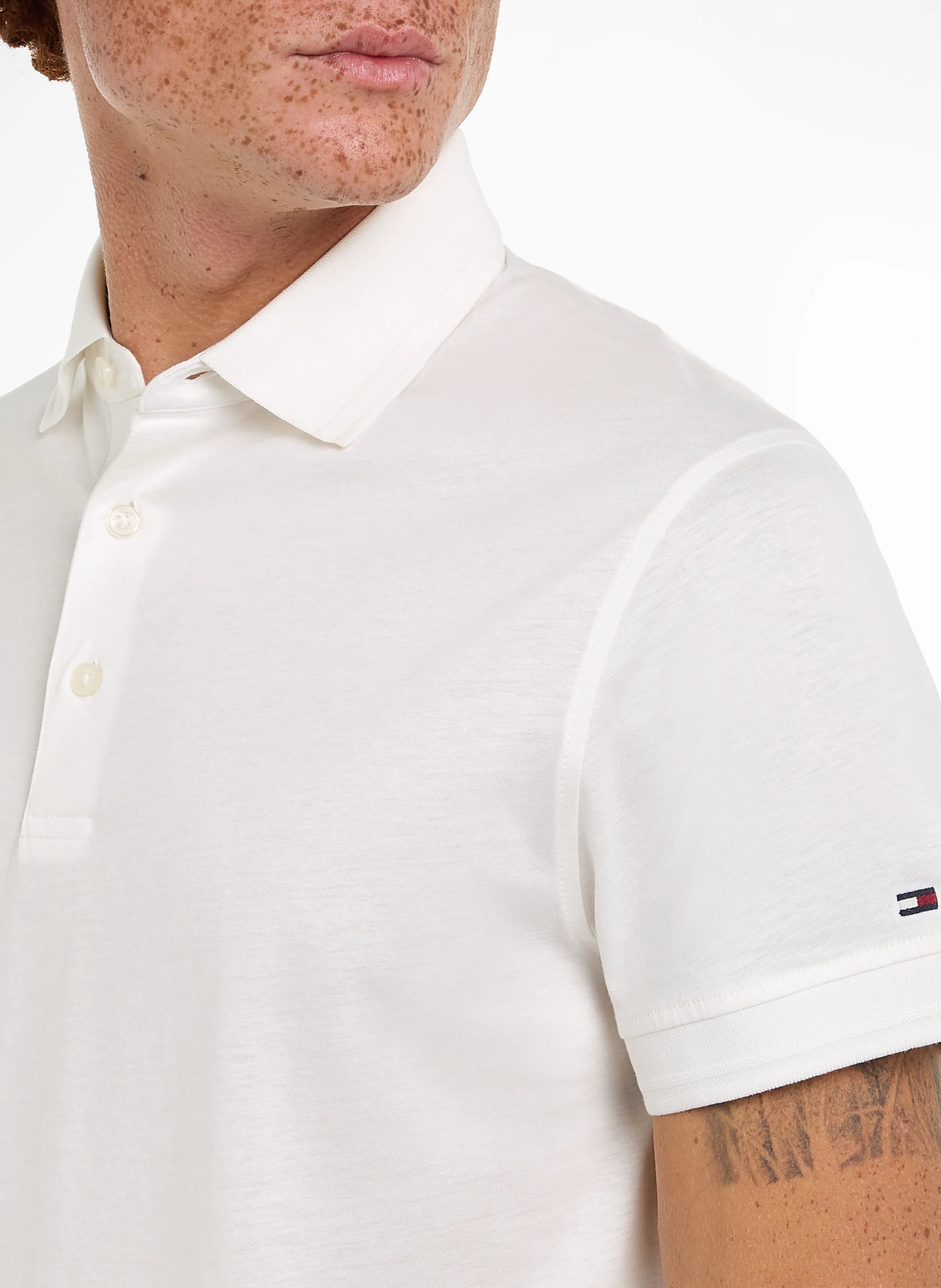 Polo droit en coton| Blanc