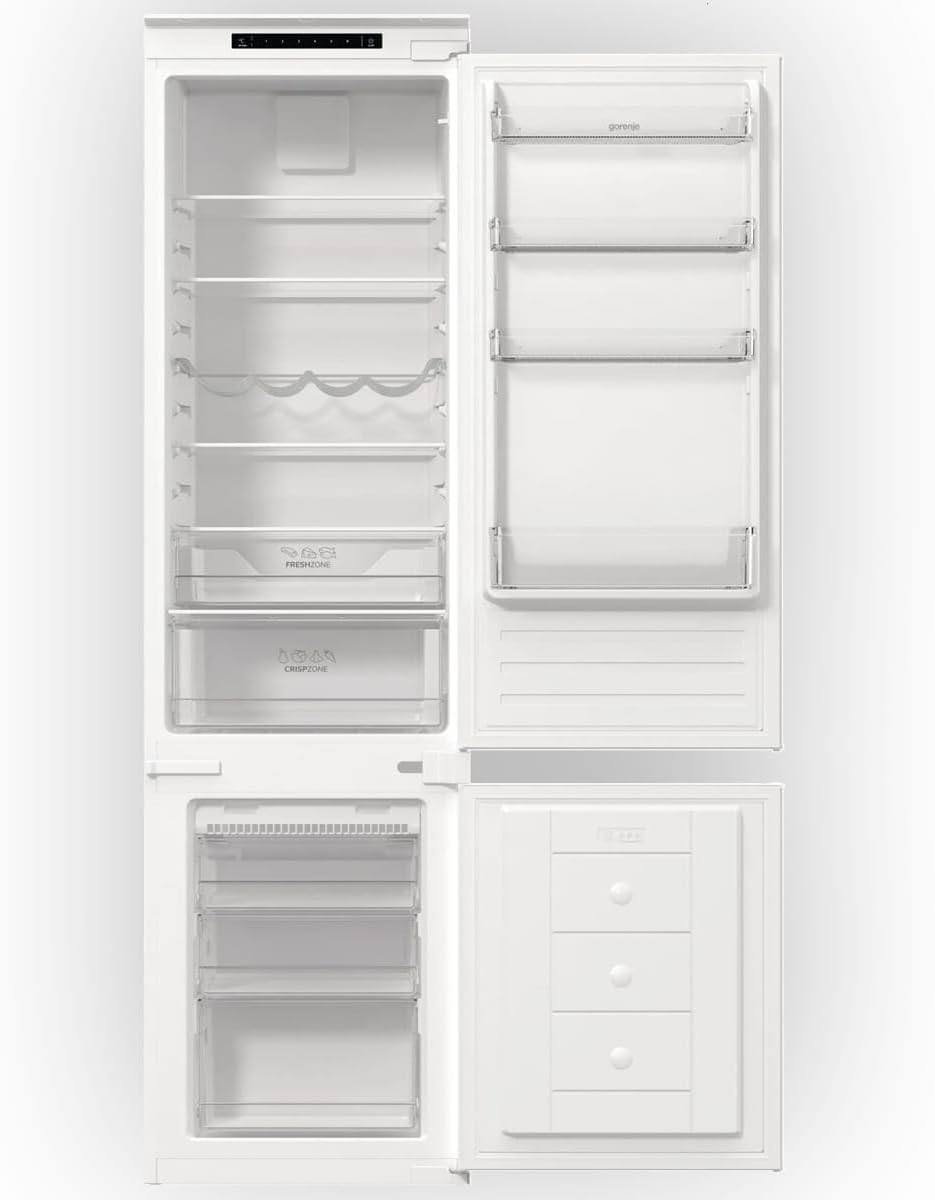 Gorenje Einbau-Kühl-Gefrierkombination, 281 Liter, NoFrost DualAdvance, Umluft-Kühlsystem, Edelstahl, Weiß, Einfarbig, 194 cm Nische