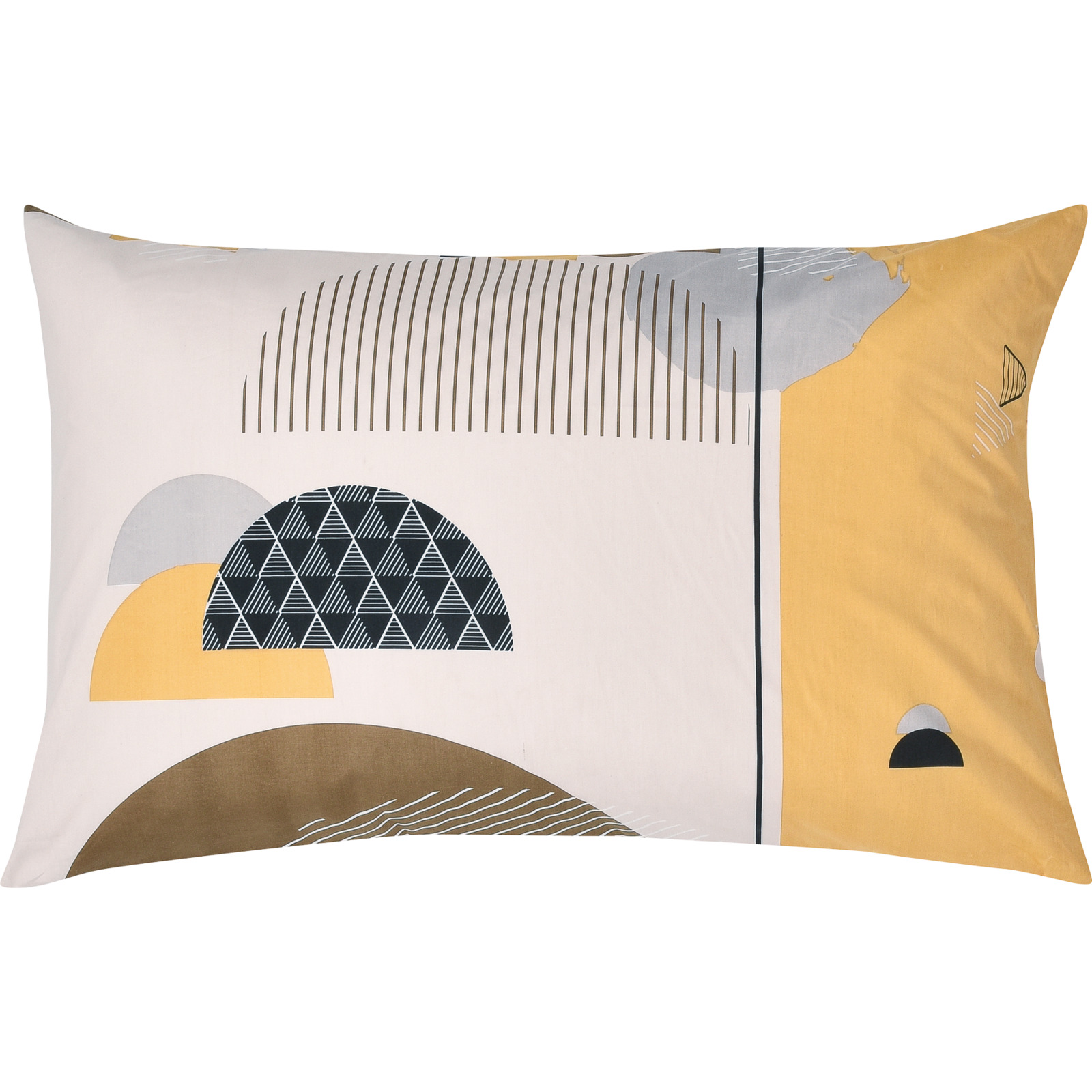 Bettwäsche geometrische Muster gelb 200x210 2x65x65 Bettanzug Fra