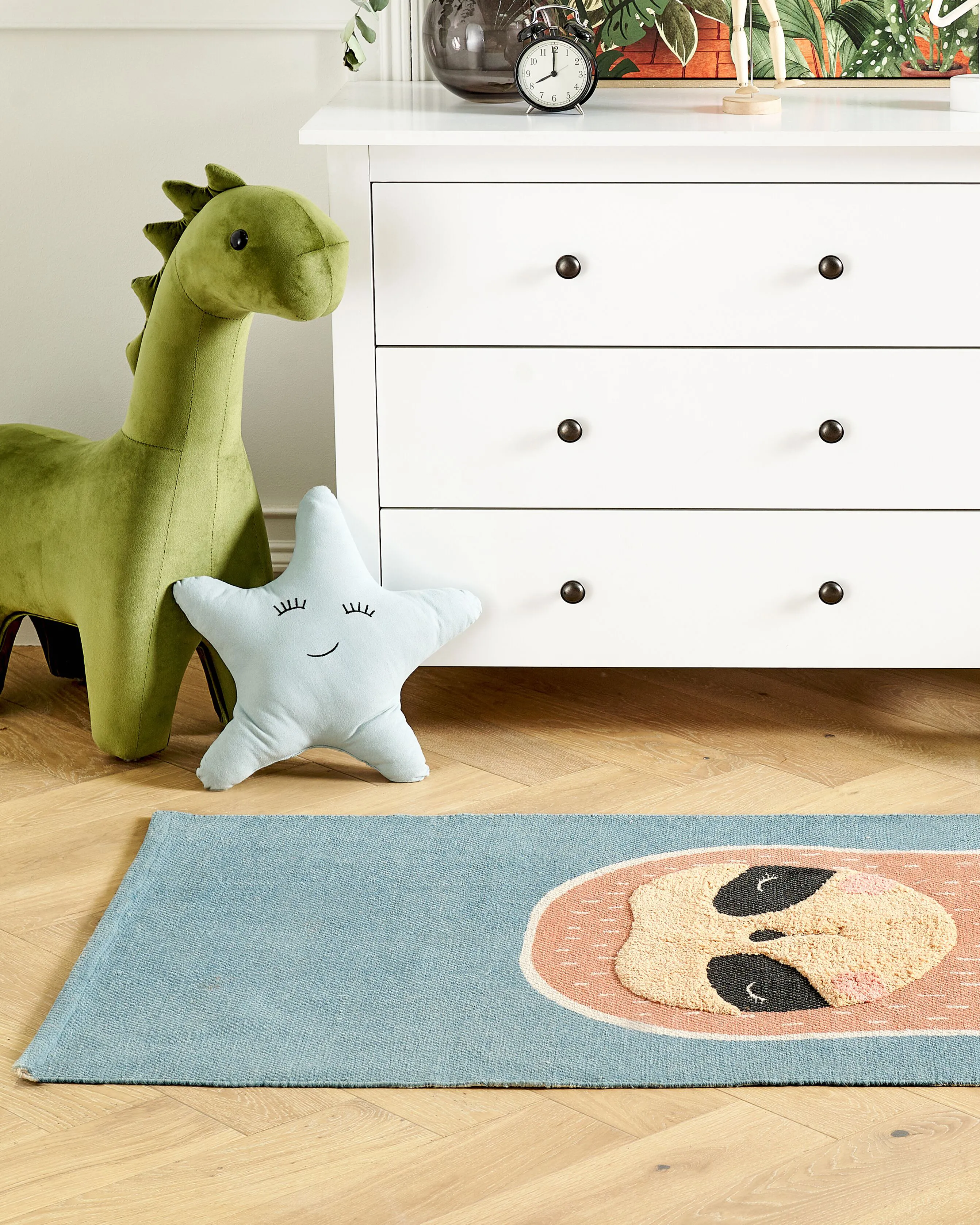 Kindervloerkleed ISAK Blauw 80 x 150 cm Katoen