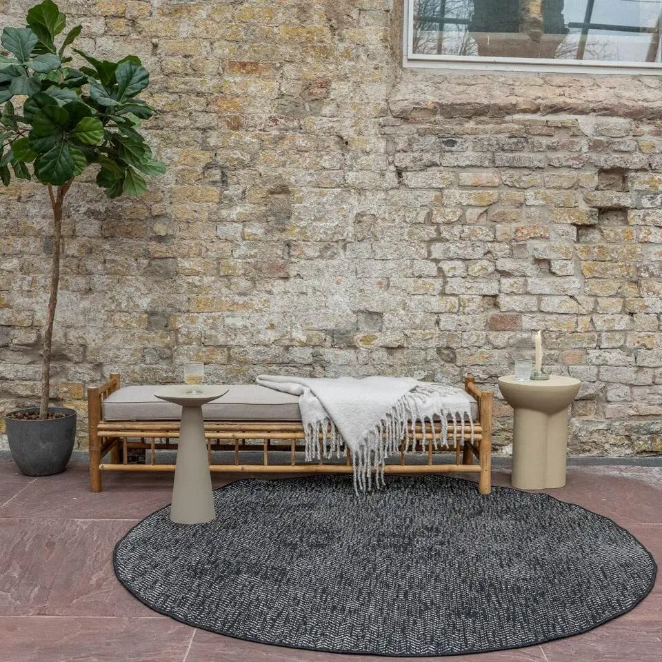 EVA Interior rond buitenkleed Dahl zwart - 200 x 200 cm