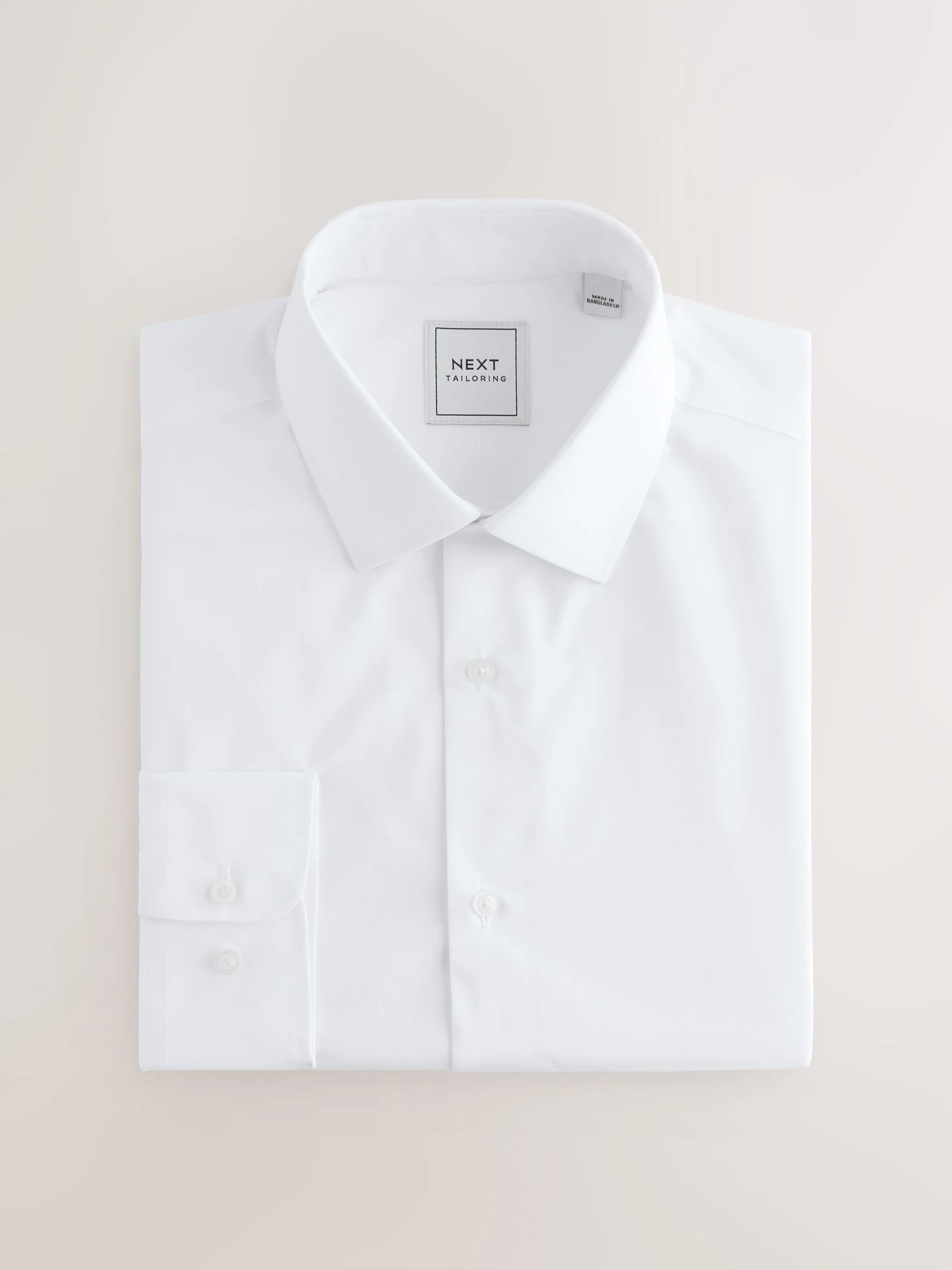 Wit - Slim Fit - Onderhoudsvriendelijke nette overhemden met lange mouwen met enkele manchetten, verpakking van 2
