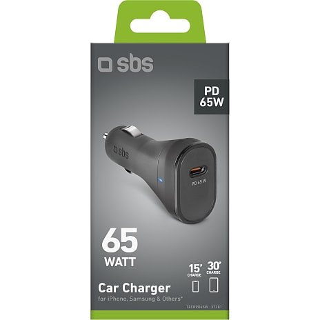 SBS biloplader 65W USB-C PD - sort
