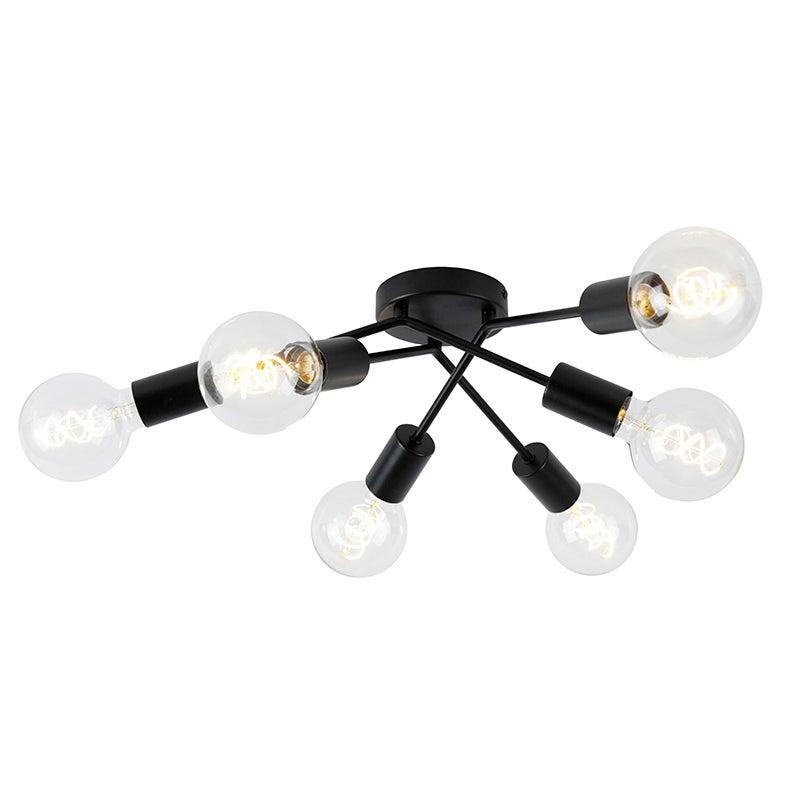 Design plafondlamp, zwart, 6-lichts - Sputnik