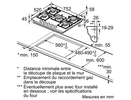 SIEMENS - Plaque gaz EP7A6QI40, iQ500, 75 cm, stepFlame
