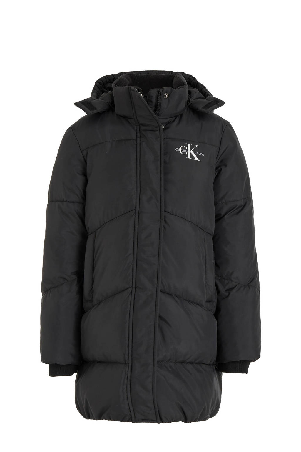 Calvin Klein gewatteerde winterjas van polyester zwart