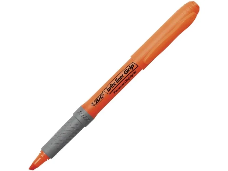 Overstregningspen BIC Highlighter Grip orange med skrå spids - (12 stk.)