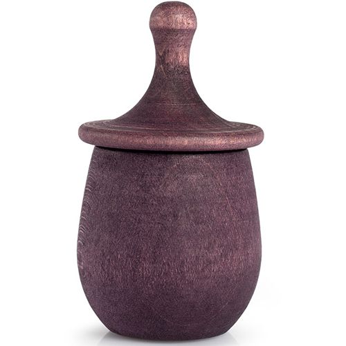 Grapat houten poppetje in bakje - violet
