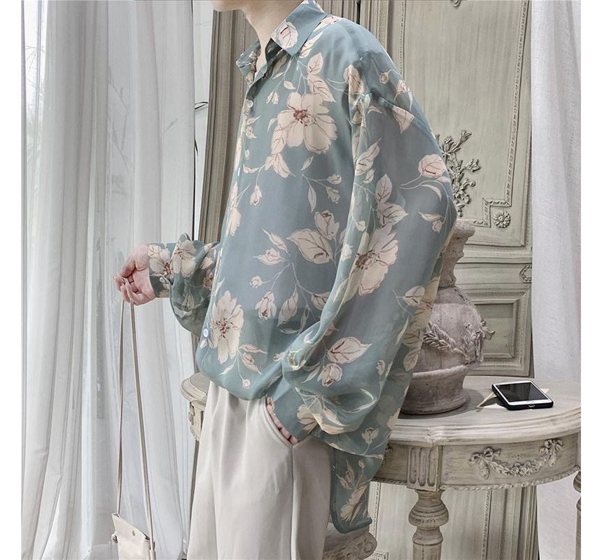 Adotuastic - Oversized overhemd met lange mouwen en bloemenprint