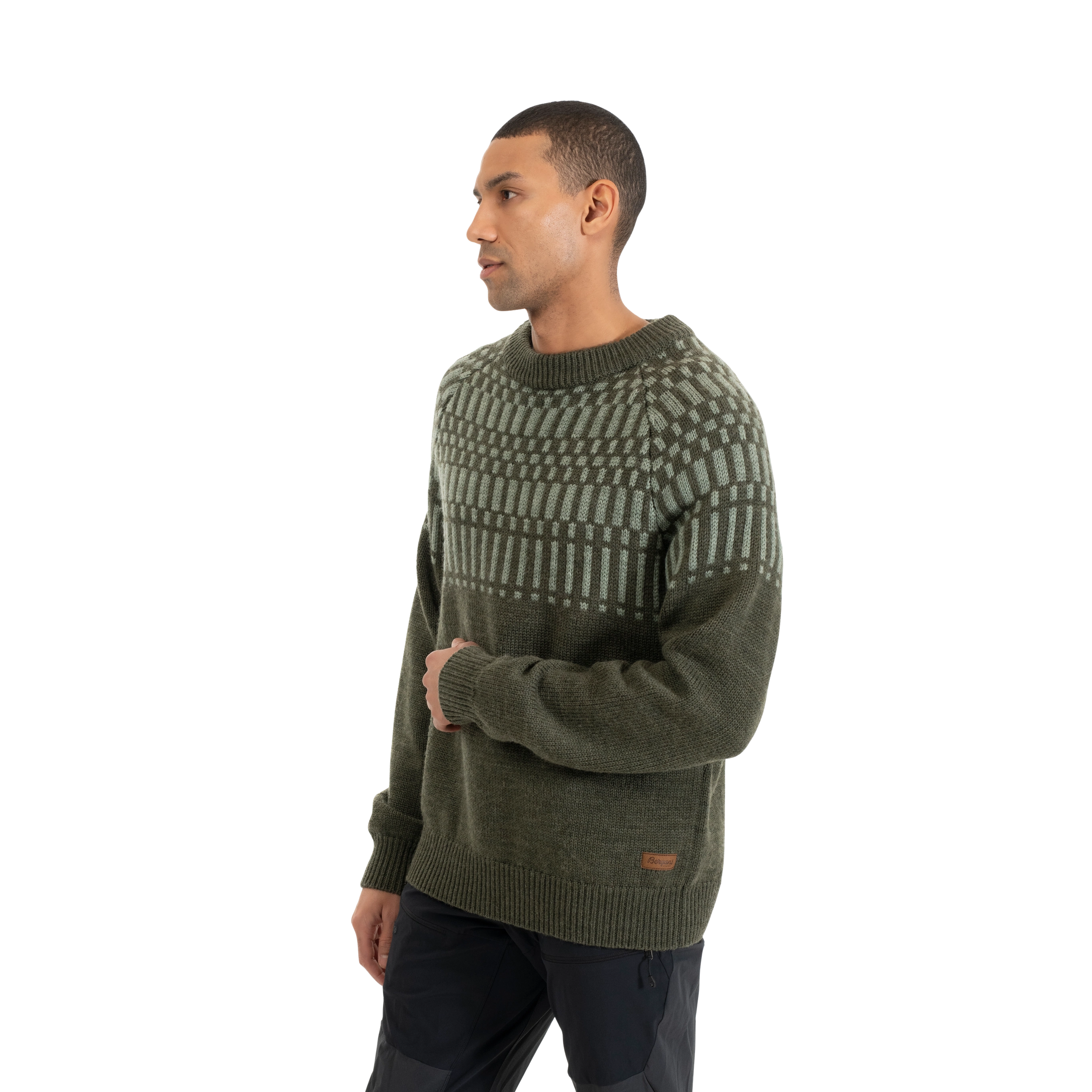 Nordmarka Merino Jumper Men Dark Green Mud / Light Green Mud