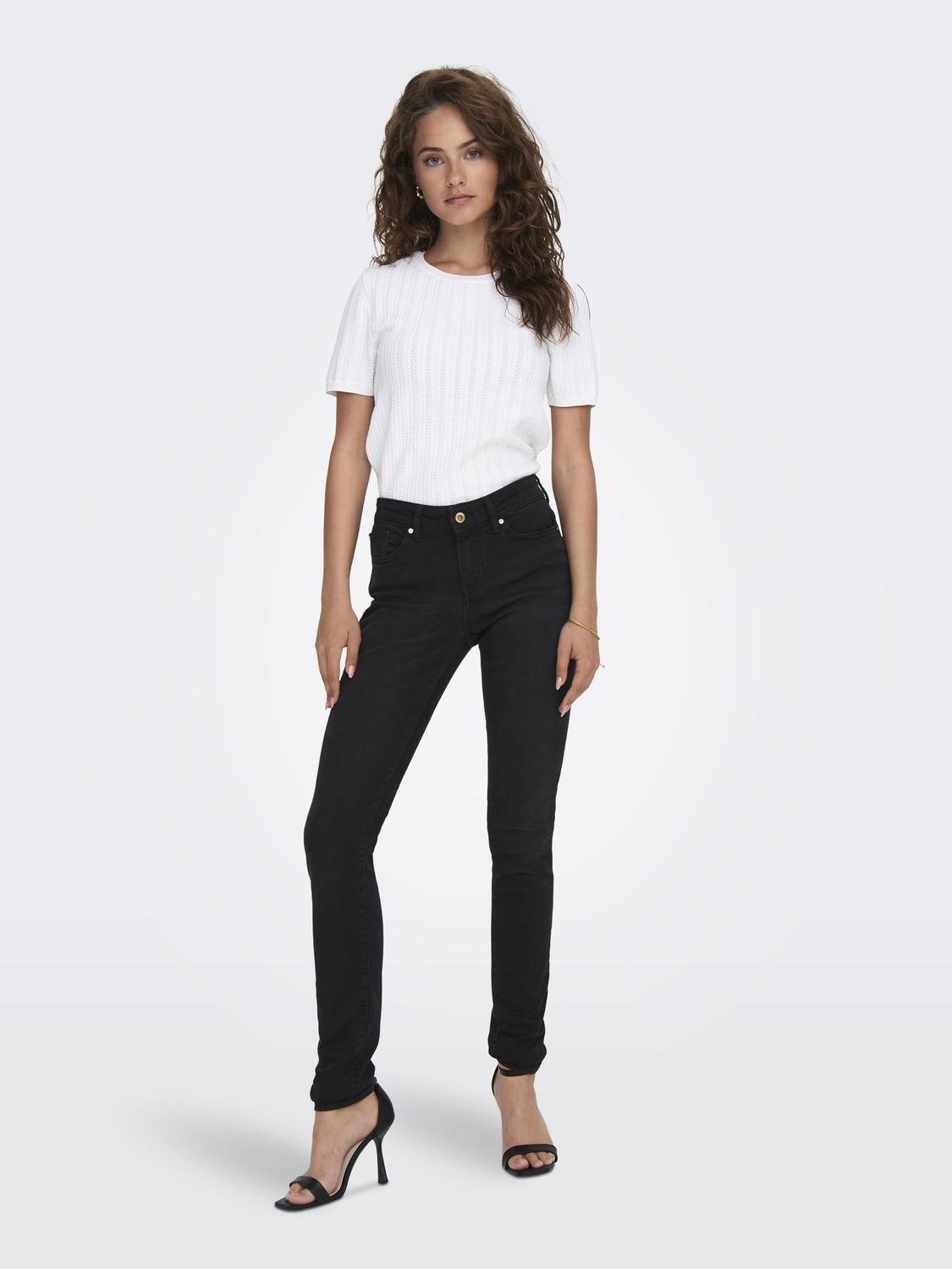 ONLANNE Mittlere Taille Skinny Fit Jeans Black
