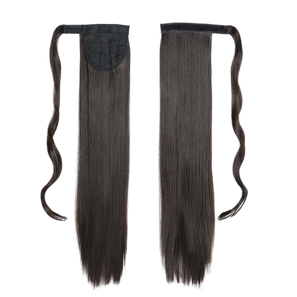 (58cm) Kunsthaar Extensions Pferdeschwanz Haarverlängerung - Schwarz / Braun