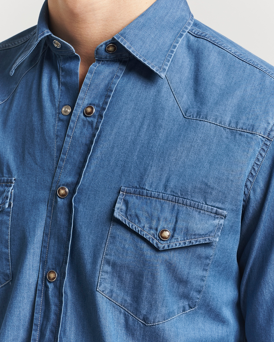 Grigio Western Denim Shirt Washed Indigo