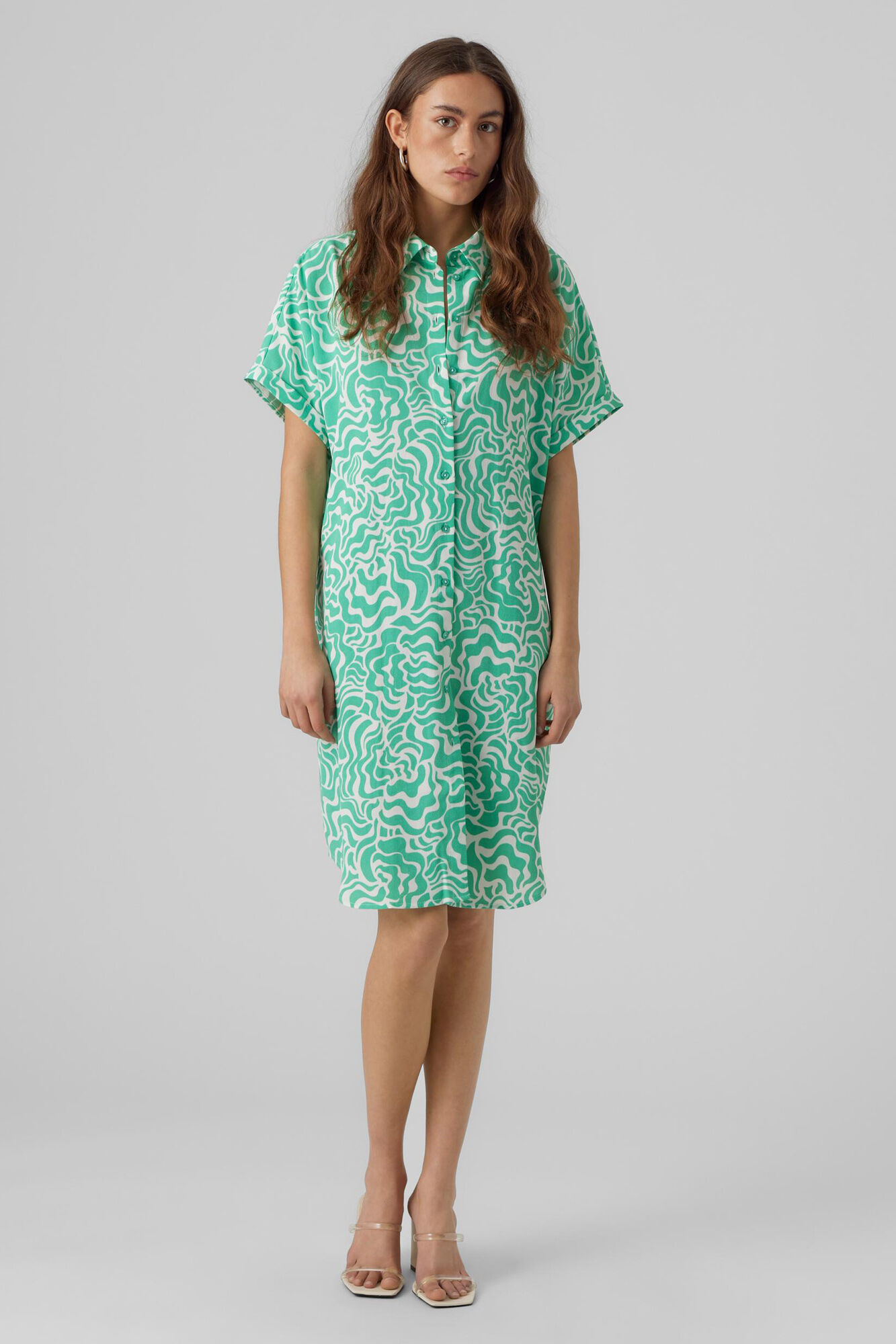 Vestido midi camisa - Verde