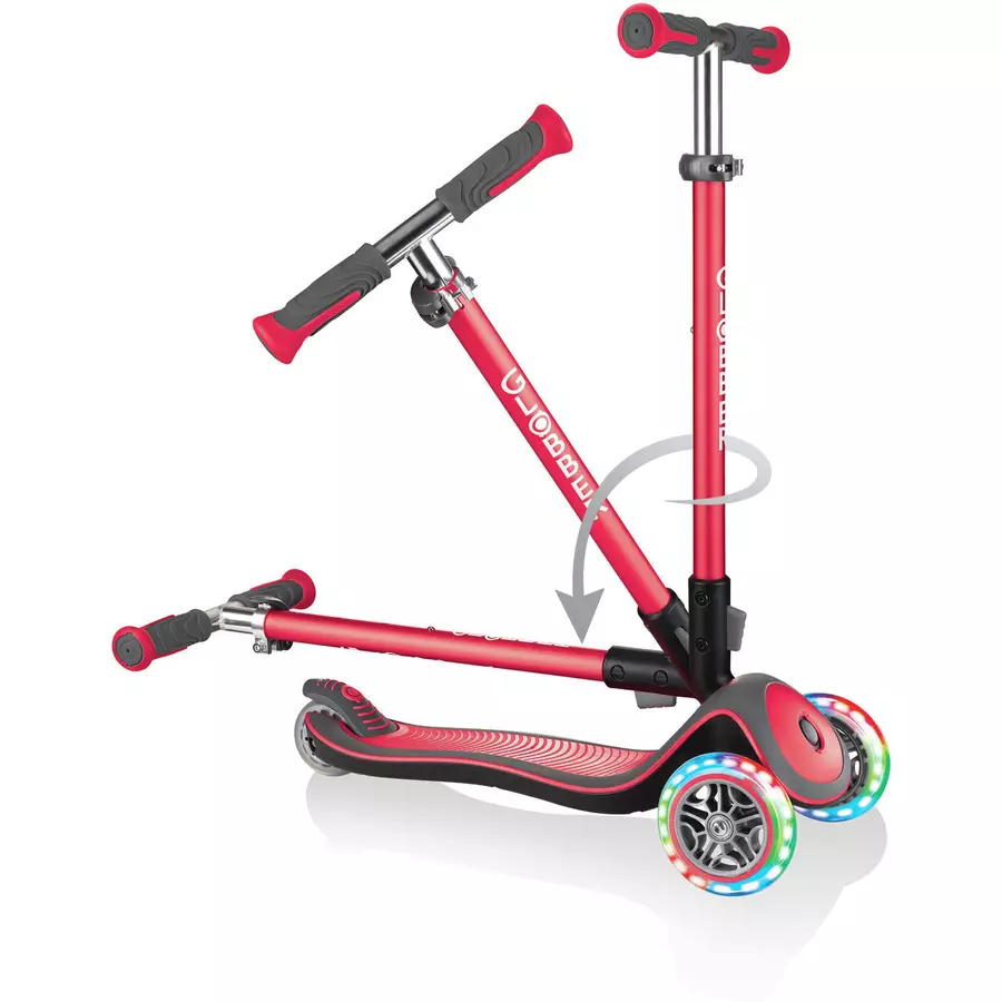 GLOBBER Scooter  ELITE DELUXE LIGHTS mit Leuchtrollen, rot