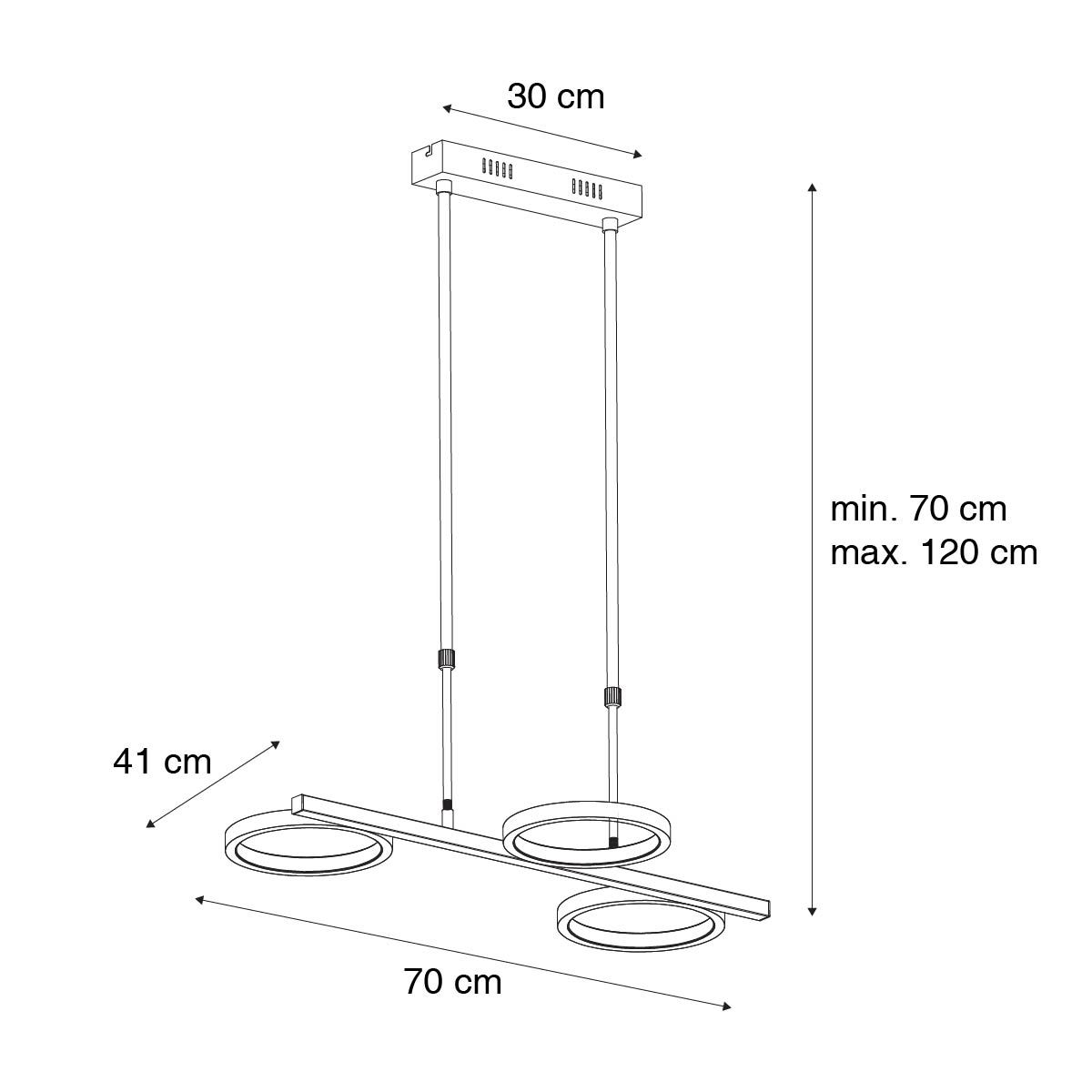 Moderne hanglamp zwart incl. LED 3-staps dimbaar 3-lichts - Vivé