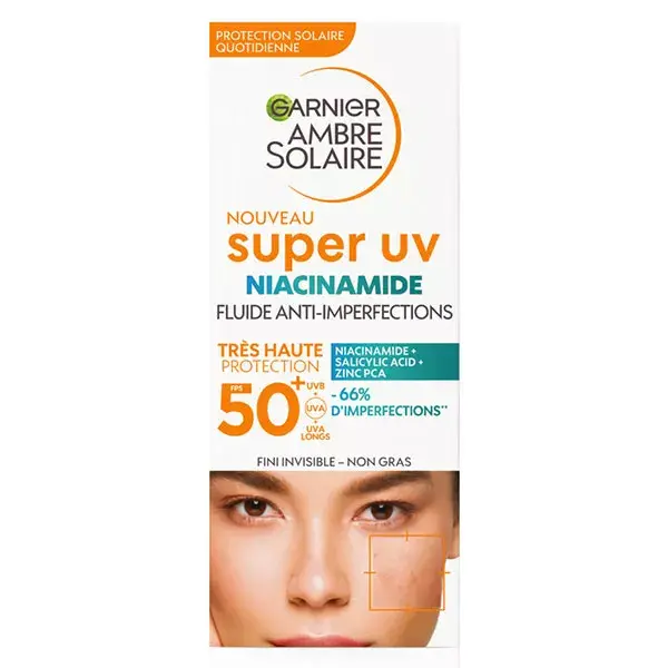 Ambre Solaire Super UV Niacinamida Fluido Anti-Imperfeições FPS 50+ 40ml