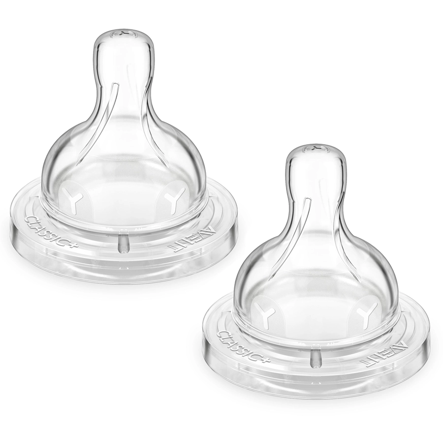 Philips Avent Anti-Kolik Klassik+ Sauger für Flasche SCF63627, Brei-Sauger ab dem 6. Monat, 2 Stück