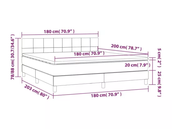 Sommier tapissier avec matelas et LED Crème 180x200 cm Tissu