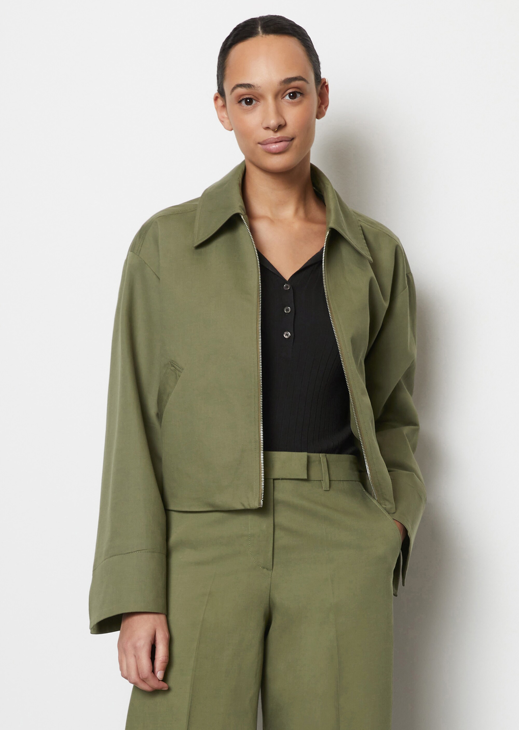 Jacke croppedaus Baumwolle-Leinen-Stretch