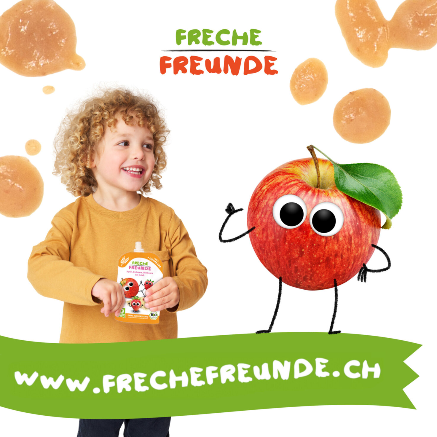 Freche Freunde Quetschi Apfel, Erdbeer, Himbeer & Griess 6+ Monate