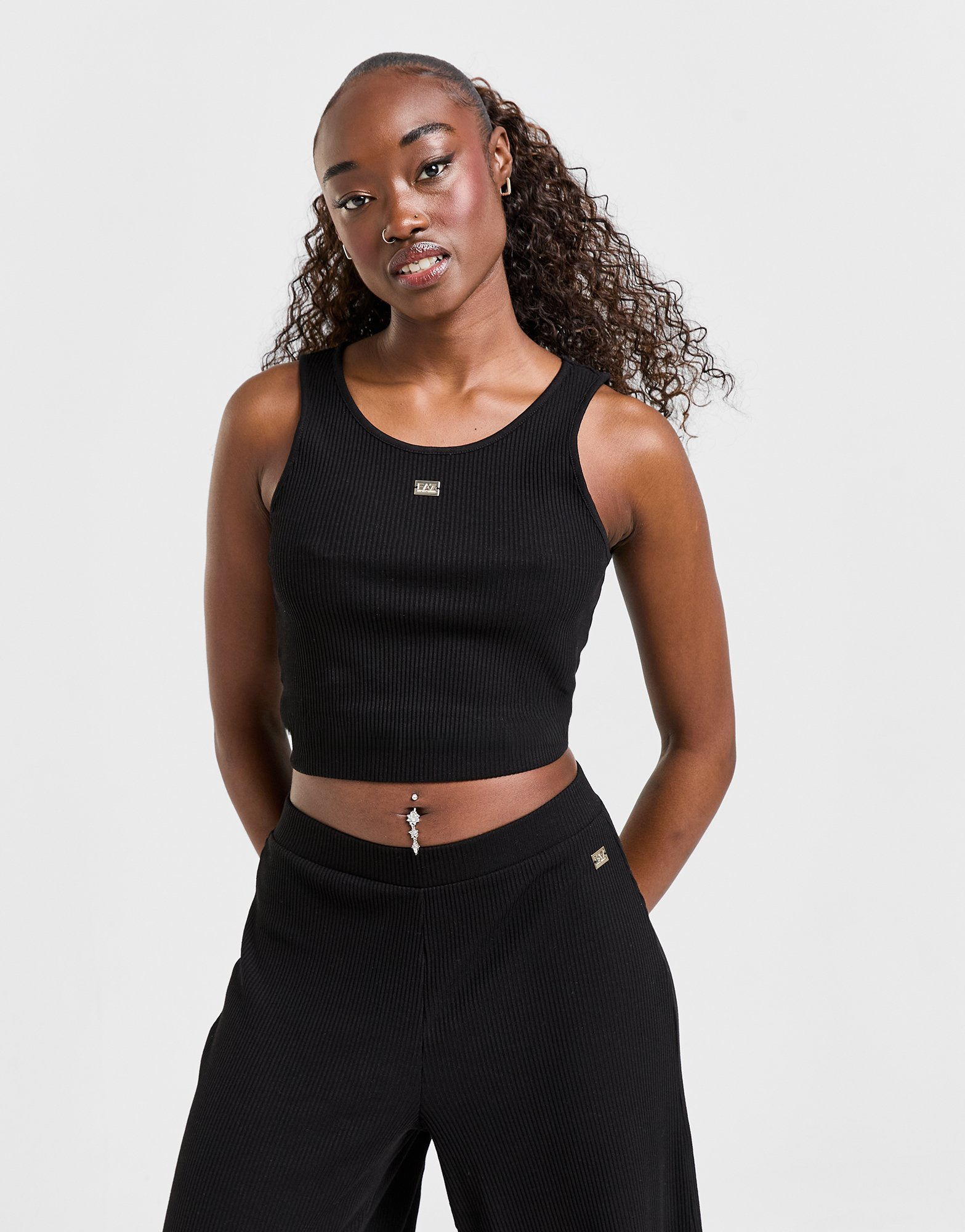 Emporio Armani EA7 Ensemble Crop-top/Pantalon de jogging Wide Leg Femme