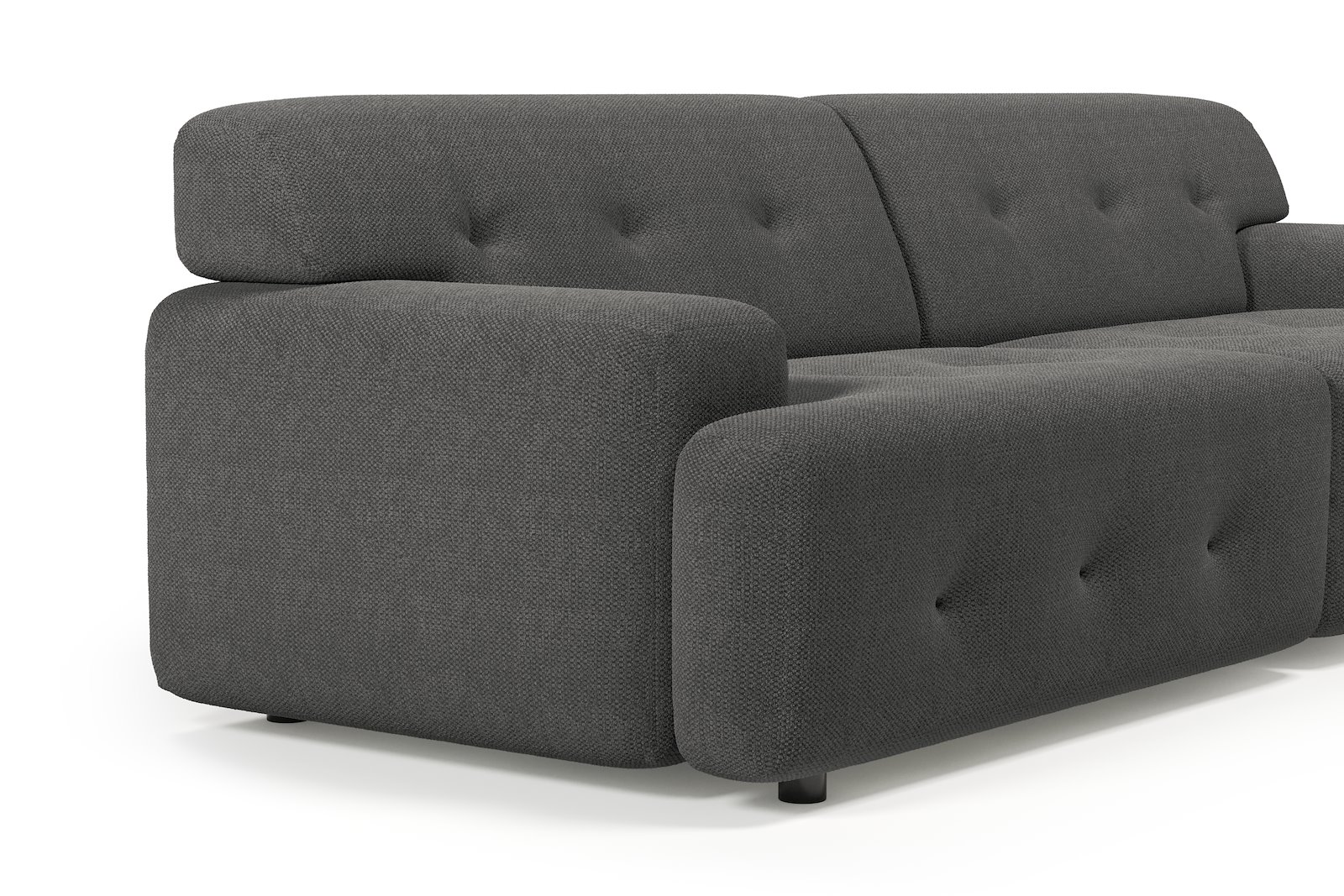 Bob 3-seter Tekstil Mito 169 Antracite med sorte ben.