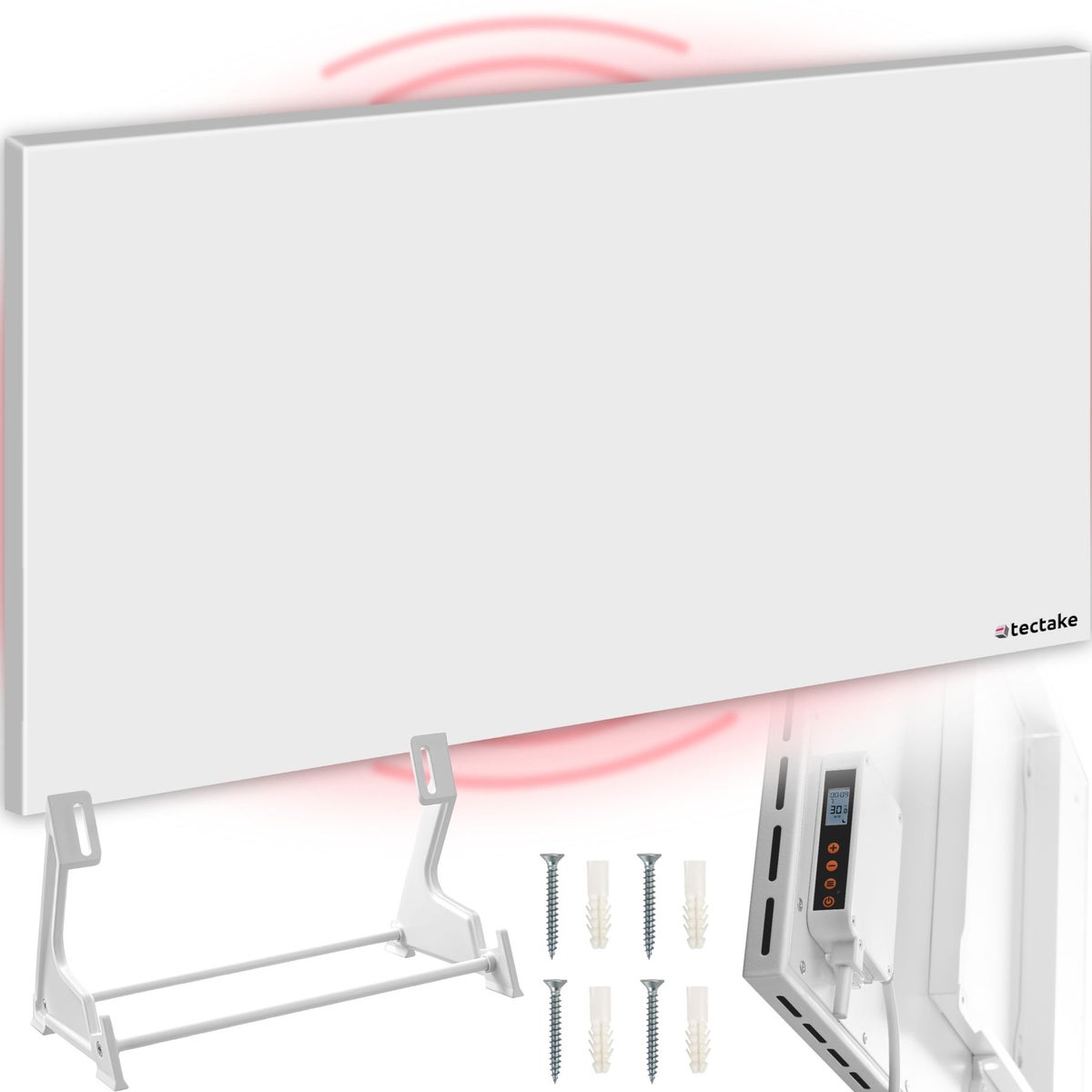 tectake frameloze infraroodstraler met thermostaat, eenvoudige wand- of plafondmontage, inclusief standaard