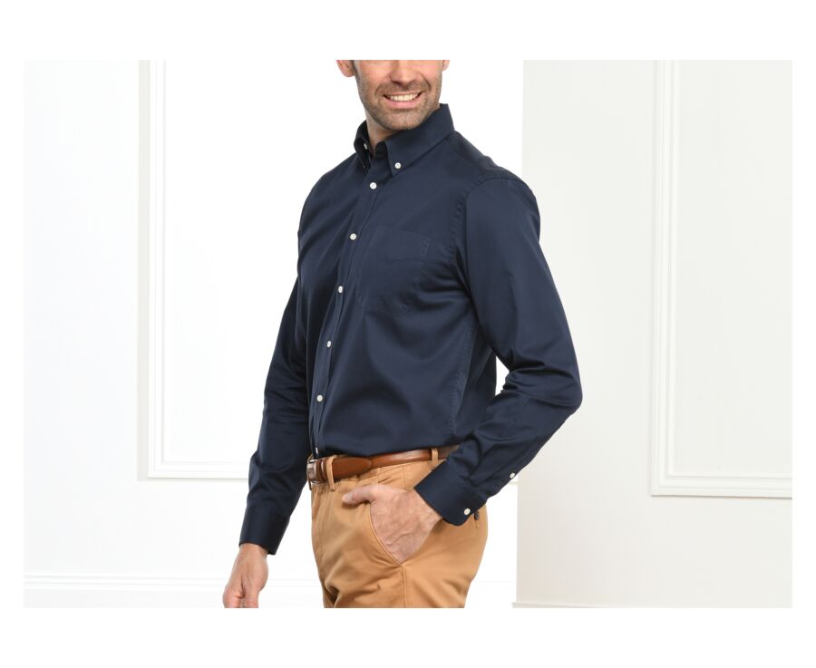 Chemise marine navy à poche - Col américain - ANDERSON