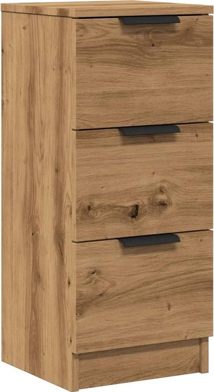 vidaXL - Dressoir - Eikenkleur - Bewerkt Hout - 3 Lades