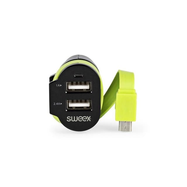 Biloplader 3-Udgange 6 A 2 x USB / Micro USB Sort/Grøn