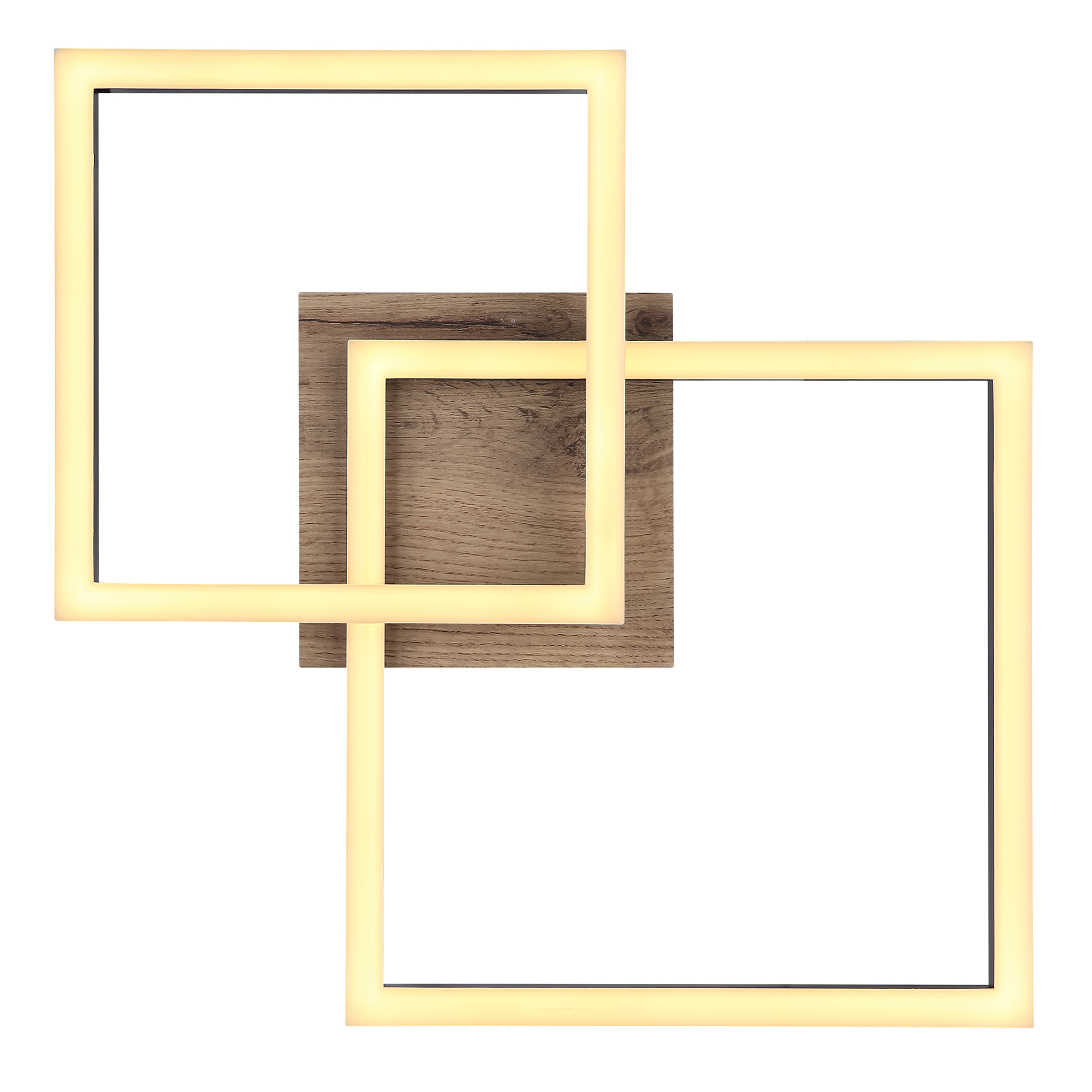 LED-Deckenleuchte - schwarz-Holzoptik-opal - 18 Watt