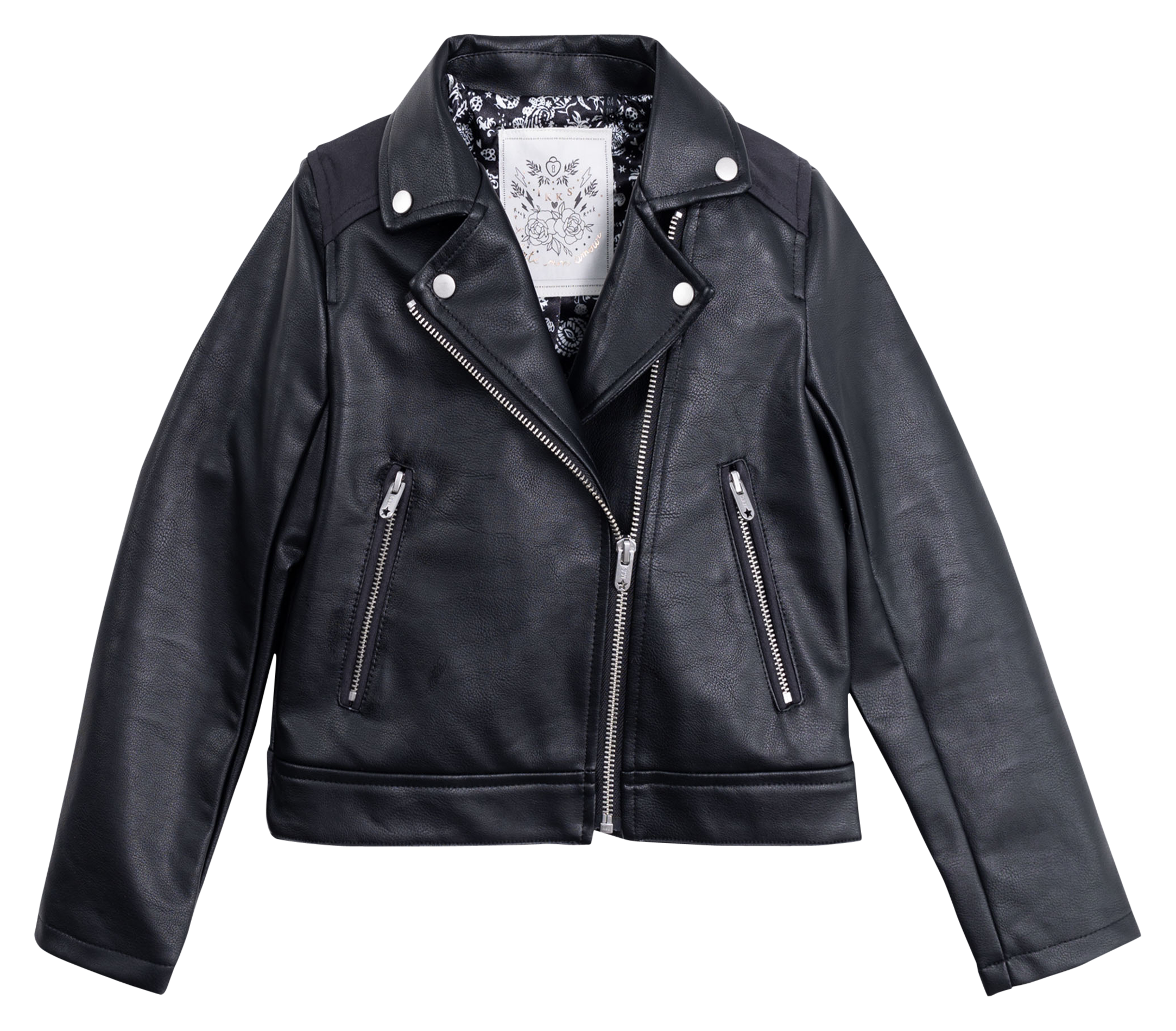 Veste droite col tailleur aspect cuir | Noir