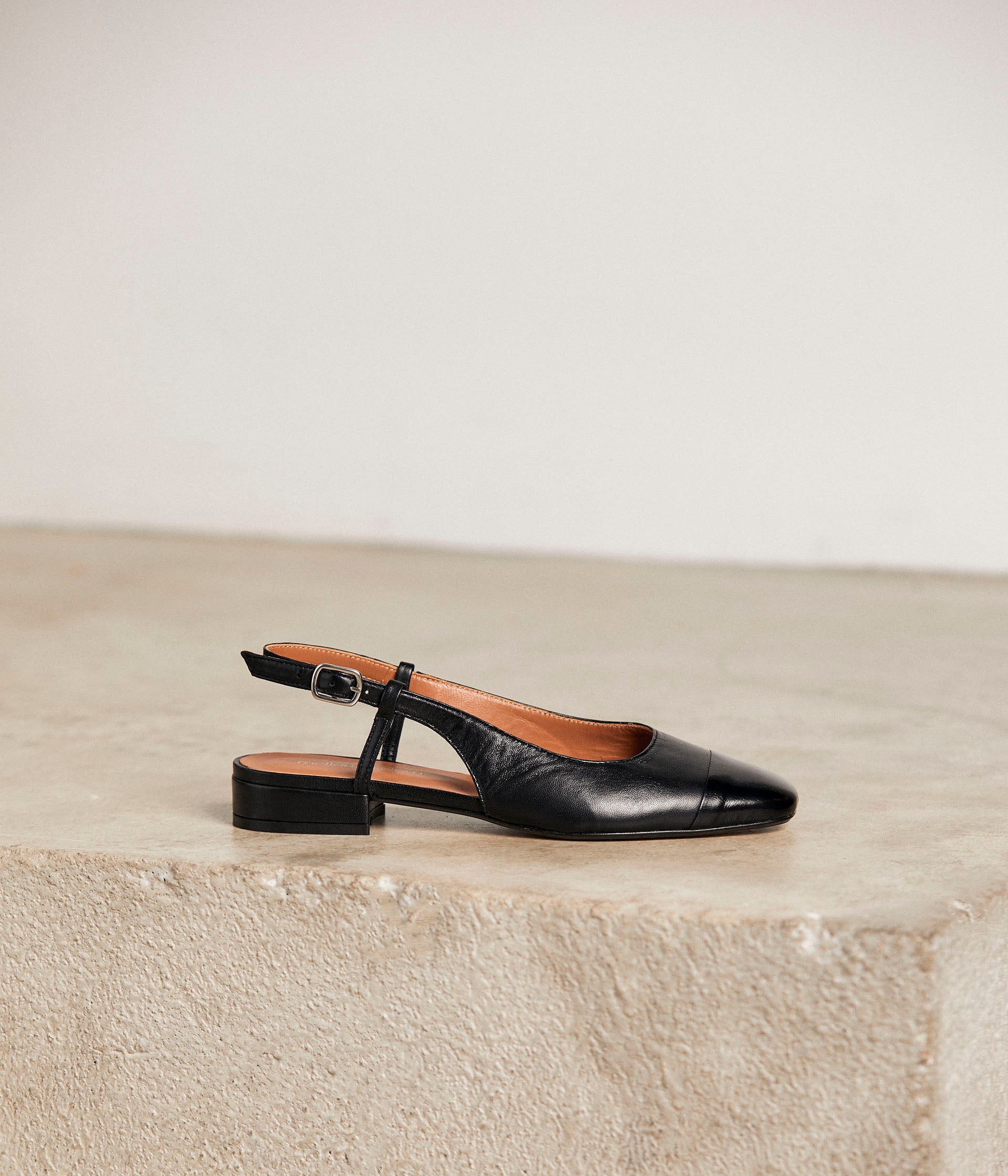 Slingbacks cuir noir Georgia
