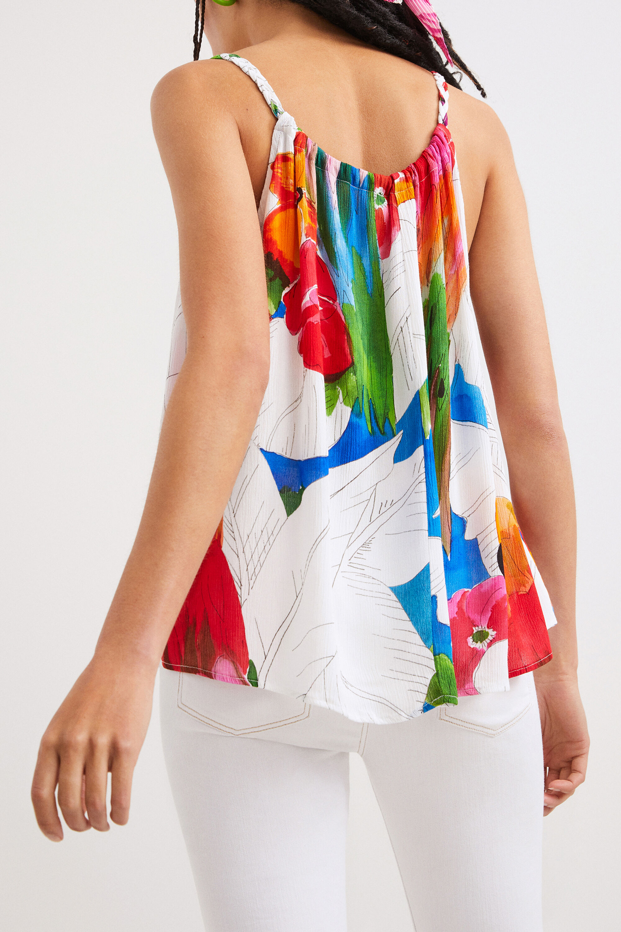 Blouse tropicale dos nu