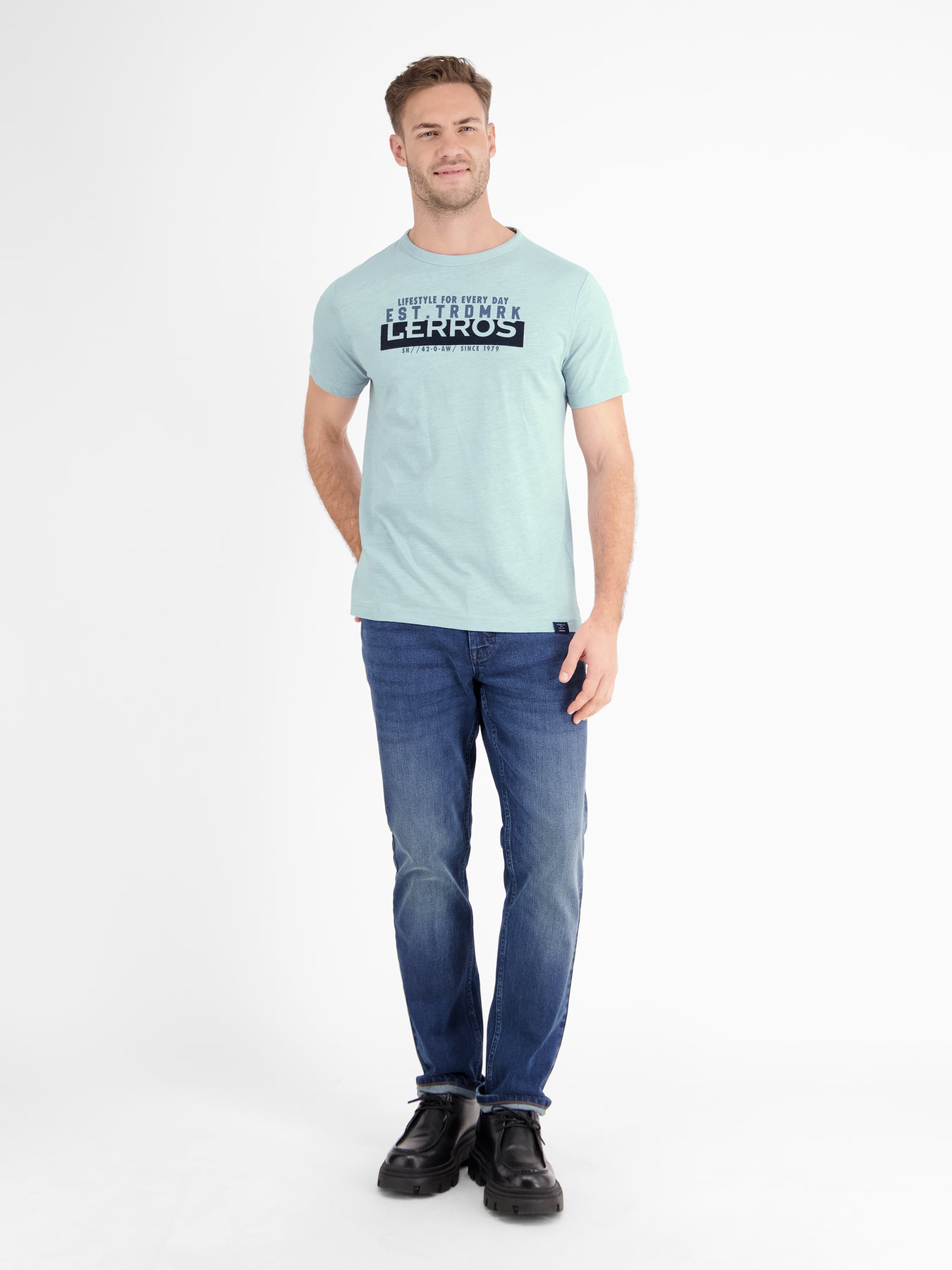 Unifarbenes T-Shirt mit Print