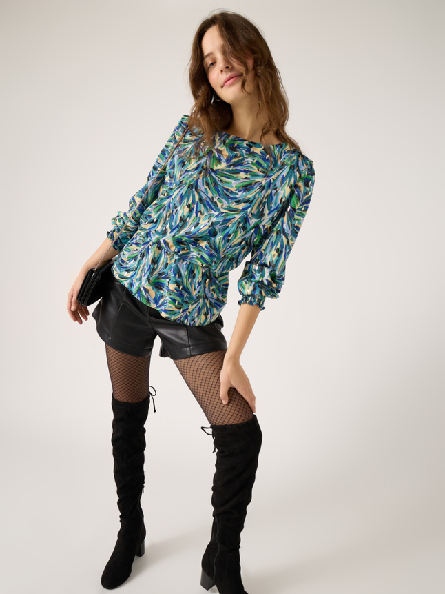 Blouse imprime élastique taille
