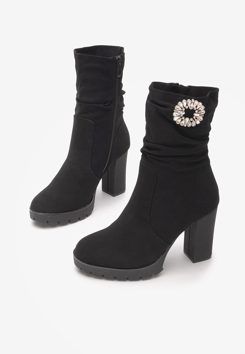 Bottines à gros talon noires Shenita