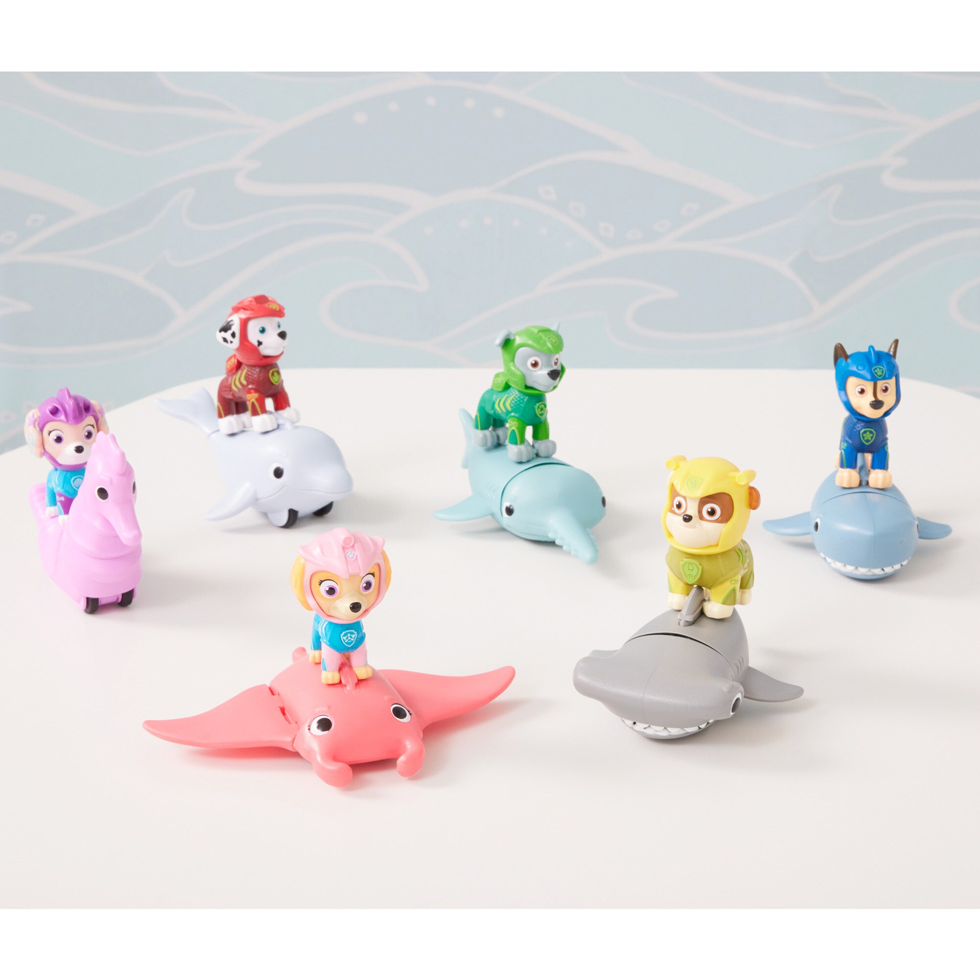 Spin Master Spielfigur Paw Patrol Aqua Pups - Hero Pups-Set mit Rubble-Welpenfigur und Hammerhai-Figur