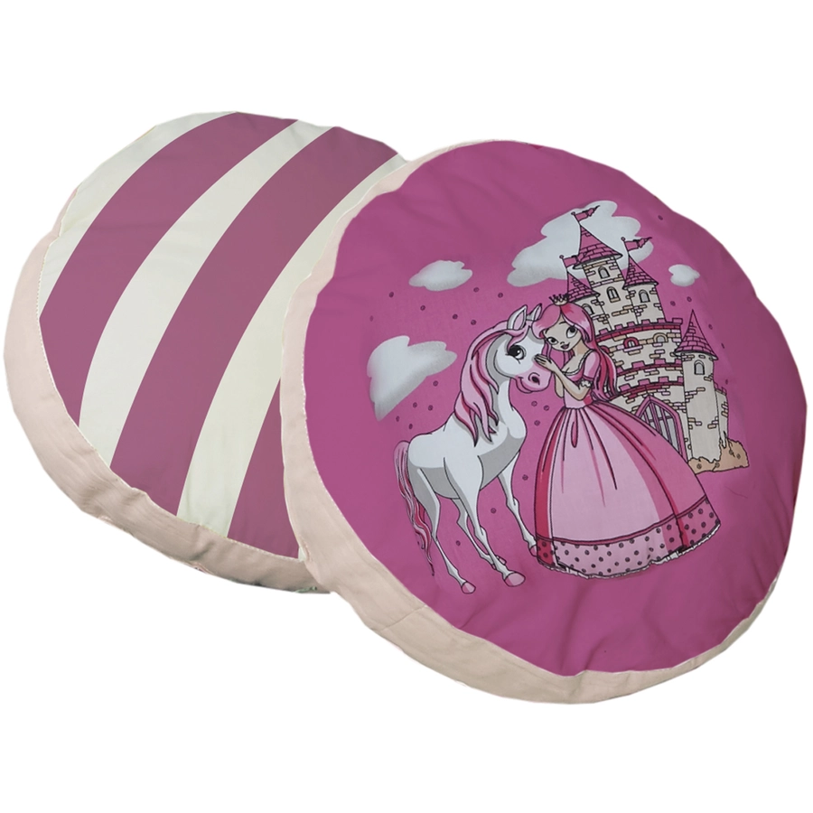 TICAA Rundes Kissen-Set für Kinderzimmer 2-teilig Prinzessin Rosa