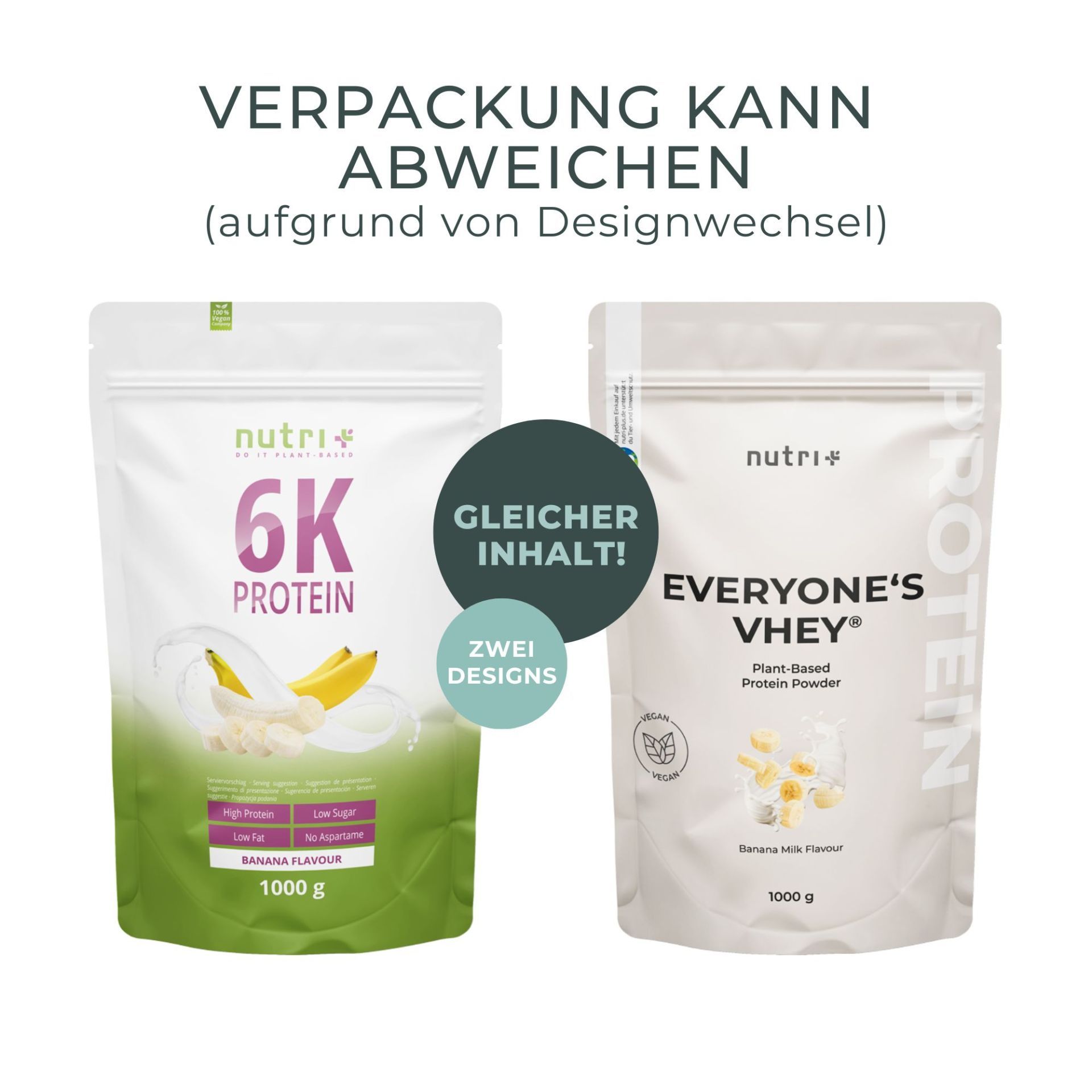 Nutri+ 6K Eiweißpulver 1kg - Protein Shake ohne Whey