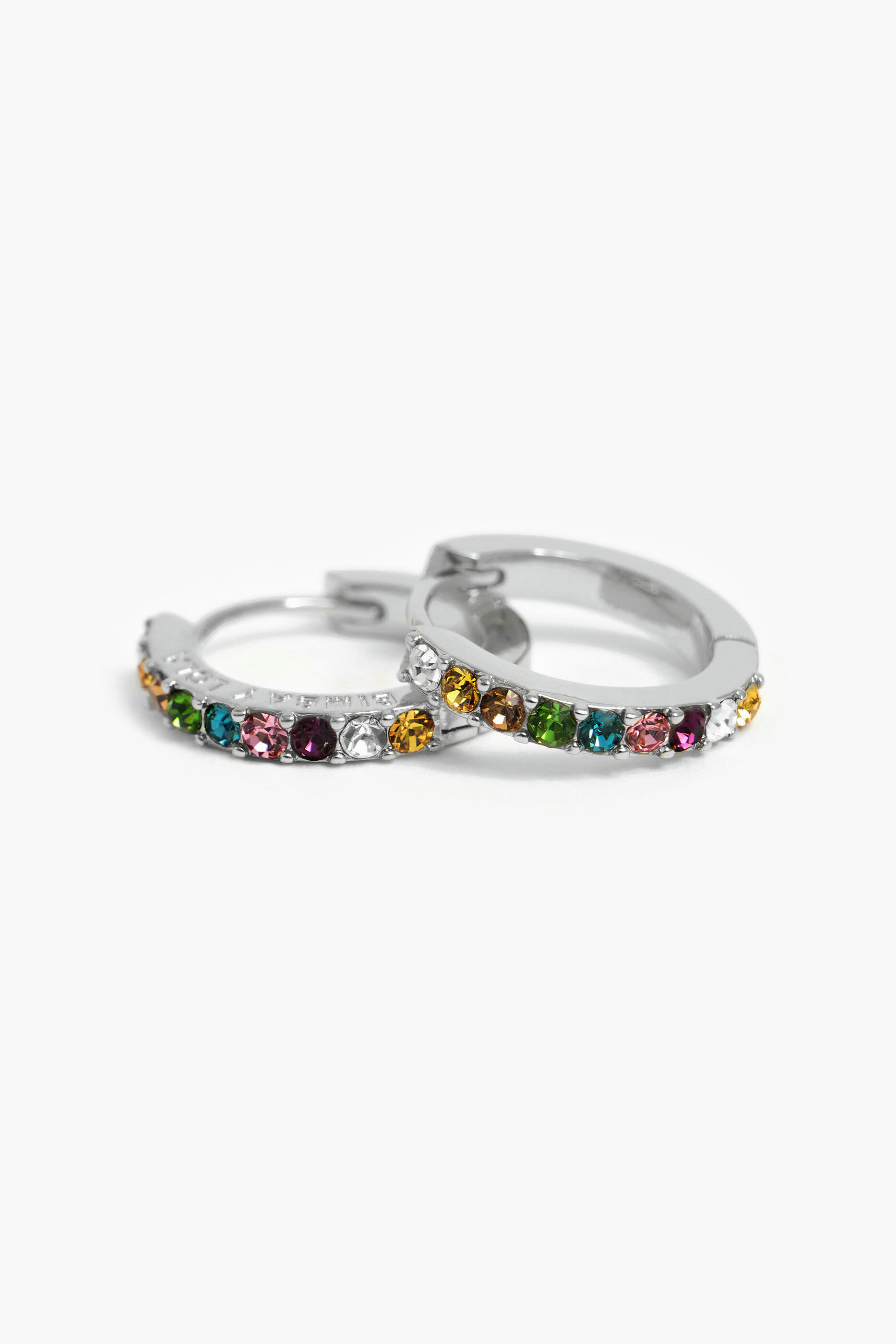 Brincos de argola com cristais multicoloridos