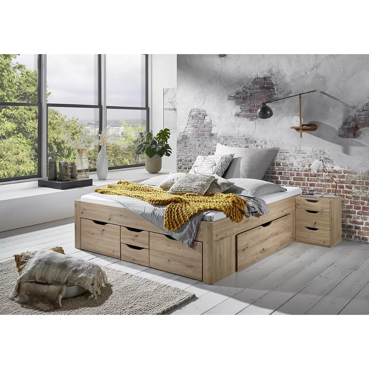 Stauraumbett Noah 180x200 Artisan Eiche